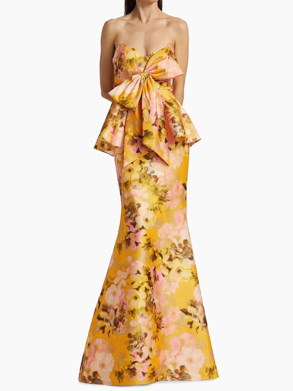 Badgley Mischka Floral Peplum-Waist Gown Size 12 (Fits like 8-10) NWT